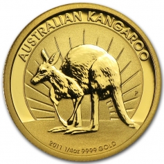 Золотая монета Австралии 25 долларов "Кенгуру" 1/4 унции , 7,78г., 2011г.