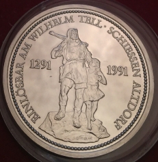 Платиновая монета "Стрелковый талер" 1986, Швейцария, 1 oz Pt999